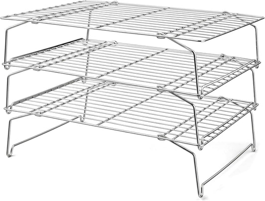 LIANYU Cooling Rack 15"x10", 3-Tier Stackable & Collapsible Cooling Racks