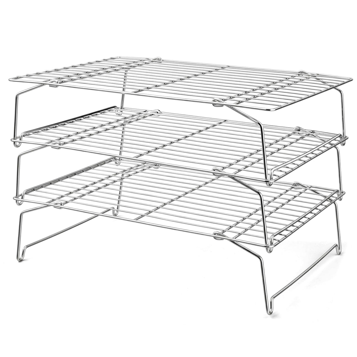 LIANYU Cooling Rack 15"x10", 5-Tier Stackable & Collapsible Cooling Racks