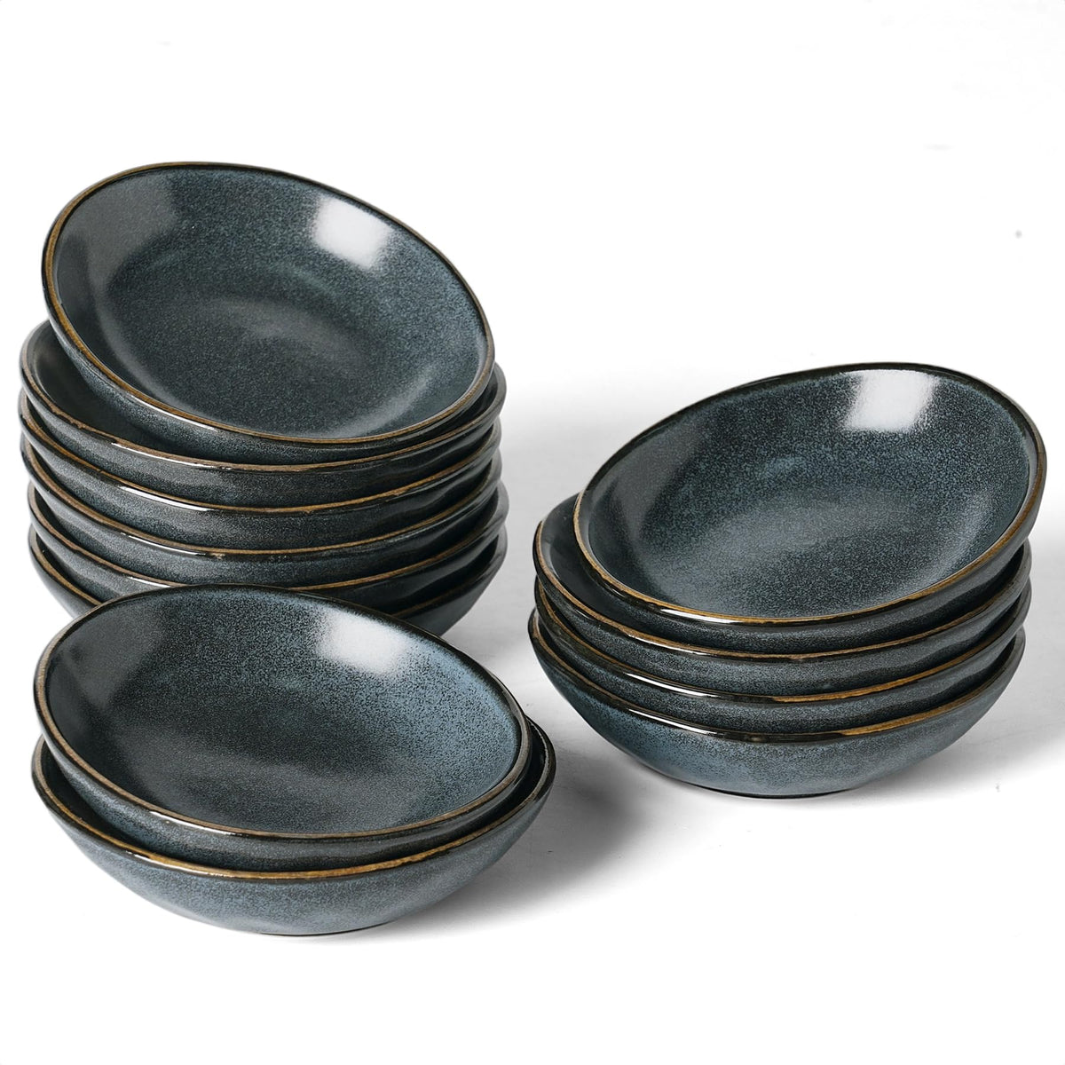 famiware Soy Sauce Dish, 2.1oz Dipping Bowl Set of 6, Cappuccino White