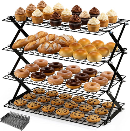 4 Tier Collapsible Cooling Rack for Cooking and Baking Rack Stackable
