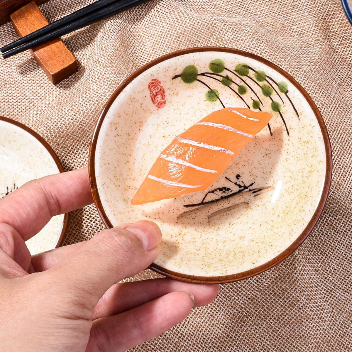 Japanese Ceramic Sauce Dish Set of 6, Sushi Dishes