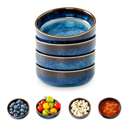 Dipping Bowls Set of 4, 2462°F High-Fired Ceramic Small Bowls for Dips, Olive Oil & Sauce, Elevates Table Setting, Idea for BBQ, Afternoon Tea, Entertaining, Housewarming & Holiday Gifts