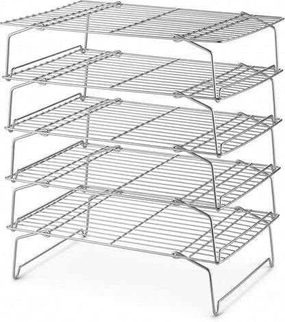 LIANYU Cooling Rack 15"x10", 5-Tier Stackable & Collapsible Cooling Racks