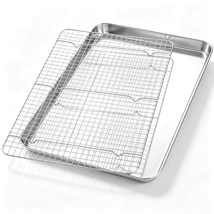 Homikit Baking Sheet with Wire Rack Set (1 Pan+1 Cooling Rack), 16" x 12"