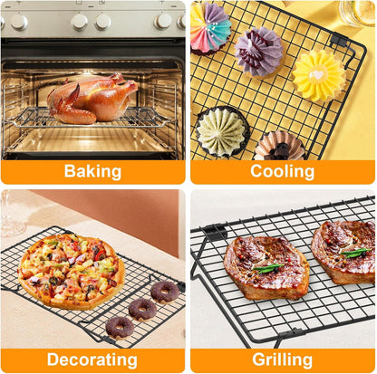 2-Pack Stackable Cooling Racks for Cooking and Baking, 13.4" x 9.4"