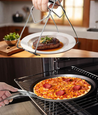 Hot Plate Clip Clamp 304 Stainless Steel 2-Pack – Ergonomic, Heat-Resistant, One-Handed Operation with Non-Slip Grips – Ideal for Microwaves, Ovens, and Grills – Durable, Safe Kitchen Tool