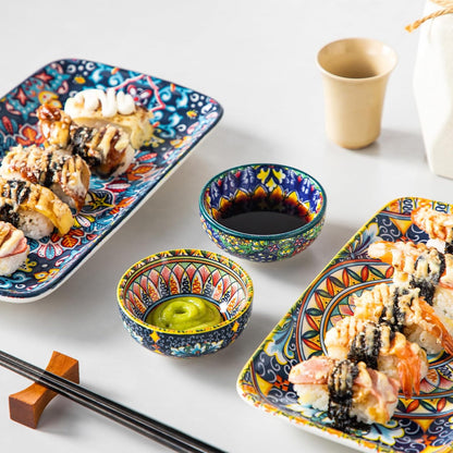 vancasso SIMI 2.7 Oz Ceramic Dipping Bowls Set of 6, Bohemian Sauce Bowls