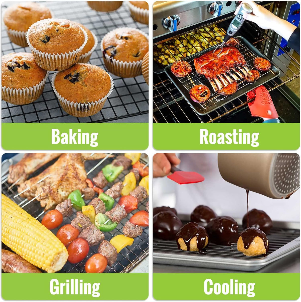 HULISEN Cooling Rack 2-Pack, 16 x 10 Inch Nonstick Baking Rack with Handles