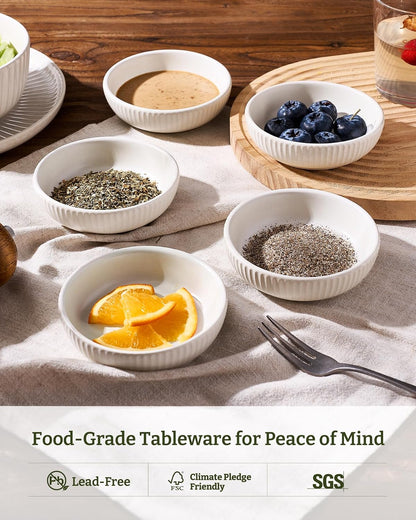 famiware Ceramic Soy Sauce Dish, 3oz Dipping Bowls Set of 6, Matte White