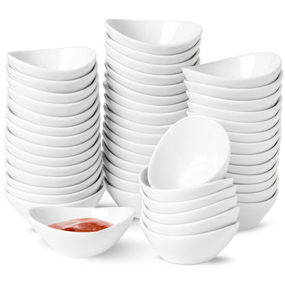 UIBFCWN Ceramic Dipping Bowls, 1.7 Oz Ceramic Soy Sauce Dishes, Porcelain Dipping Sauce Cup Pinch Bowls, Mini Bowl for Side Dishes ketchup Condiment Server Charcuterie BBQ and Party, 20 Pack