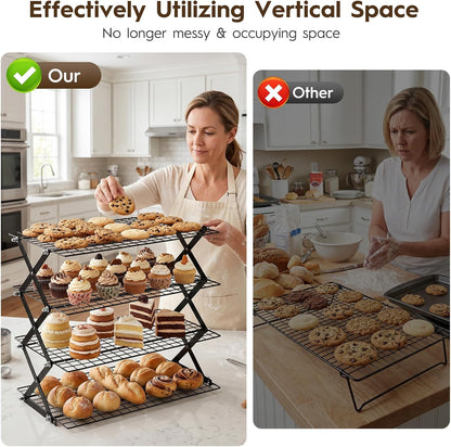 4 Tier Collapsible Cooling Rack for Cooking and Baking Rack Stackable