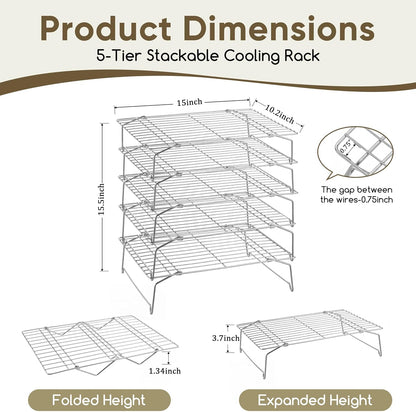 Herogo 5-Tier 15"x10" Stainless Steel Baking Cooling Rack