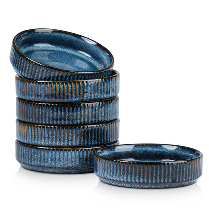 famiware Ceramic Soy Sauce Dish, 4oz Dipping Bowls Set of 6, Nebulas Blue