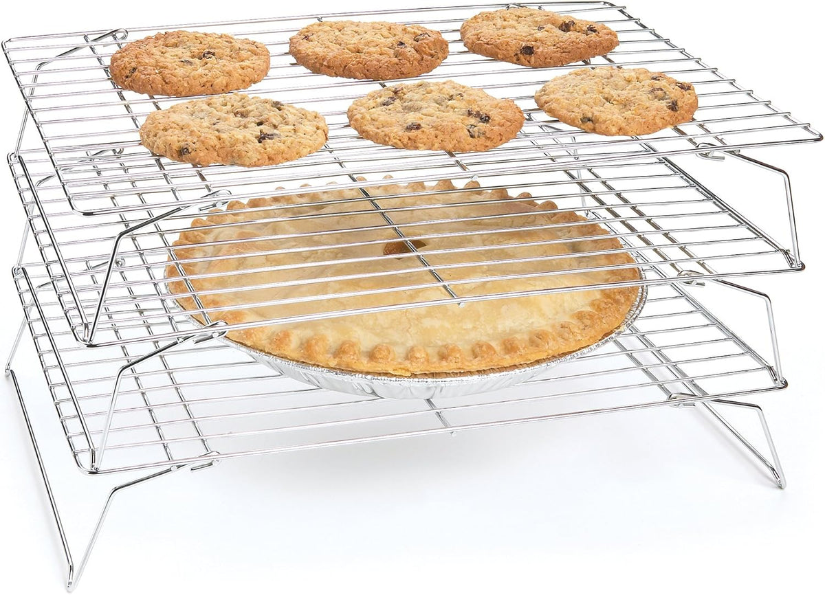 Fox Run Stackable Cooling Rack Set, Chrome, 3-Piece, Metallic, 2.25 x 14 x 10 inches