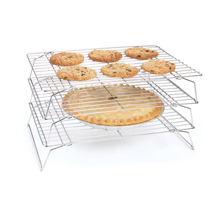 Fox Run Stackable Cooling Rack Set, Chrome, 3-Piece, Metallic, 2.25 x 14 x 10 inches