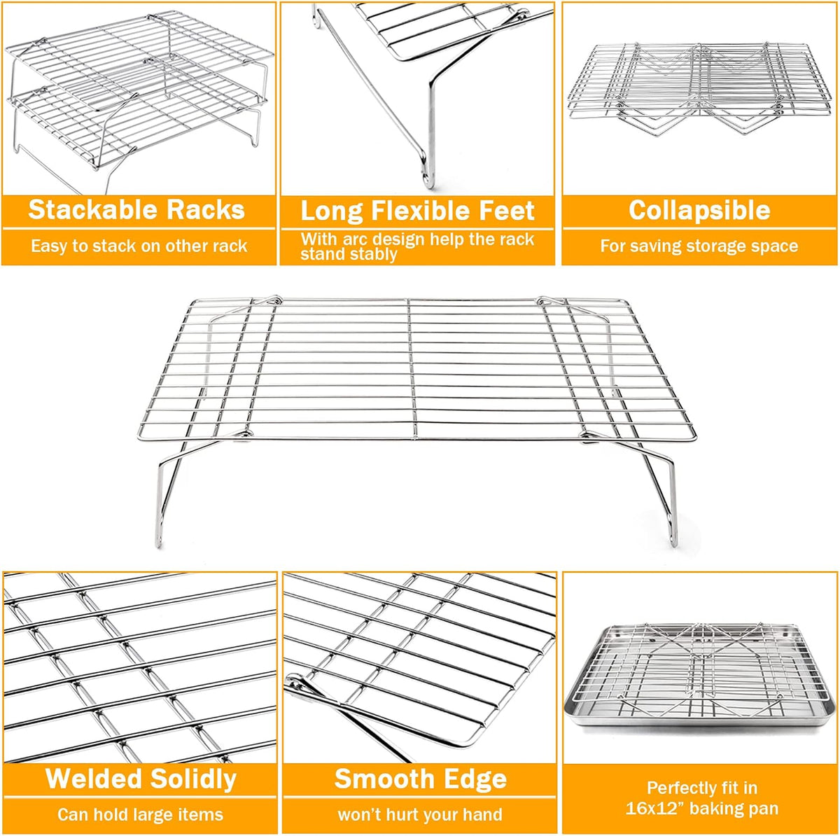 TeamFar Cooling Rack, 5-Tiers Stainless Steel Baking Cooling Wire Rack