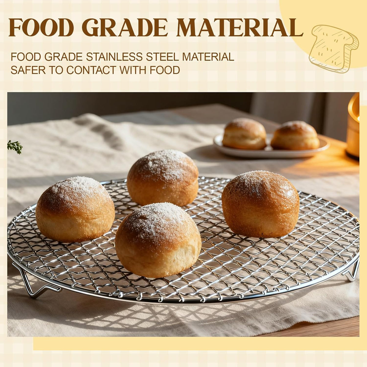 2 Pack 13 Inch Round Cooling Rack, 201 Stainless Steel with Legs