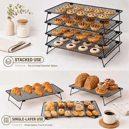 4 Tier Stackable Cooling Racks for Baking, 17 x 11 Inch