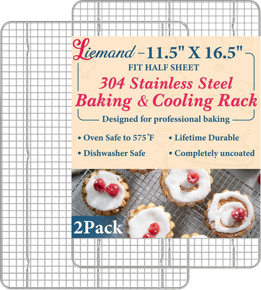 Cooling Racks 11.5 x16.5 in, Tight-Wire Stainless Steel Baking Rack 2-Pack