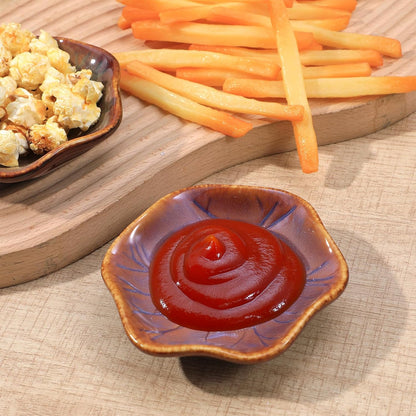 12 Pack Ceramic Dipping Bowls, 3.9 Inch Multicolor Reactive Glaze Soy Sauce Dishes for Sushi Condiments, Tomato, Flower Design, Dishwasher Safe