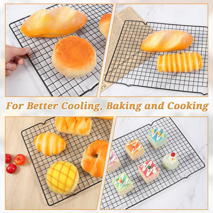 6Pcs 16x10 Inch Cooling Racks, Stainless Steel Baking Rack with Handle, Wire Rack & Cookie Cooling Rack for Roasting, Grilling, Drying Oven and Dishwasher Safe