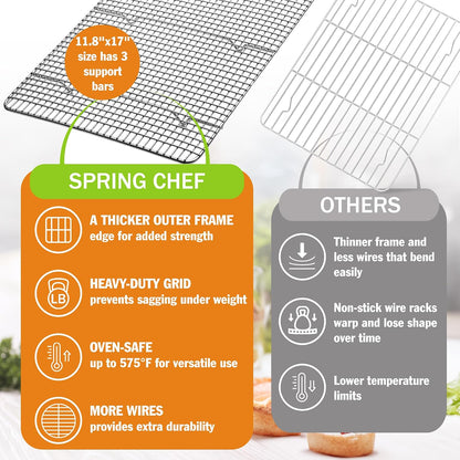 Spring Chef 11.5" x 16.5" Stainless Steel Cooling Rack for Cooking & Baking