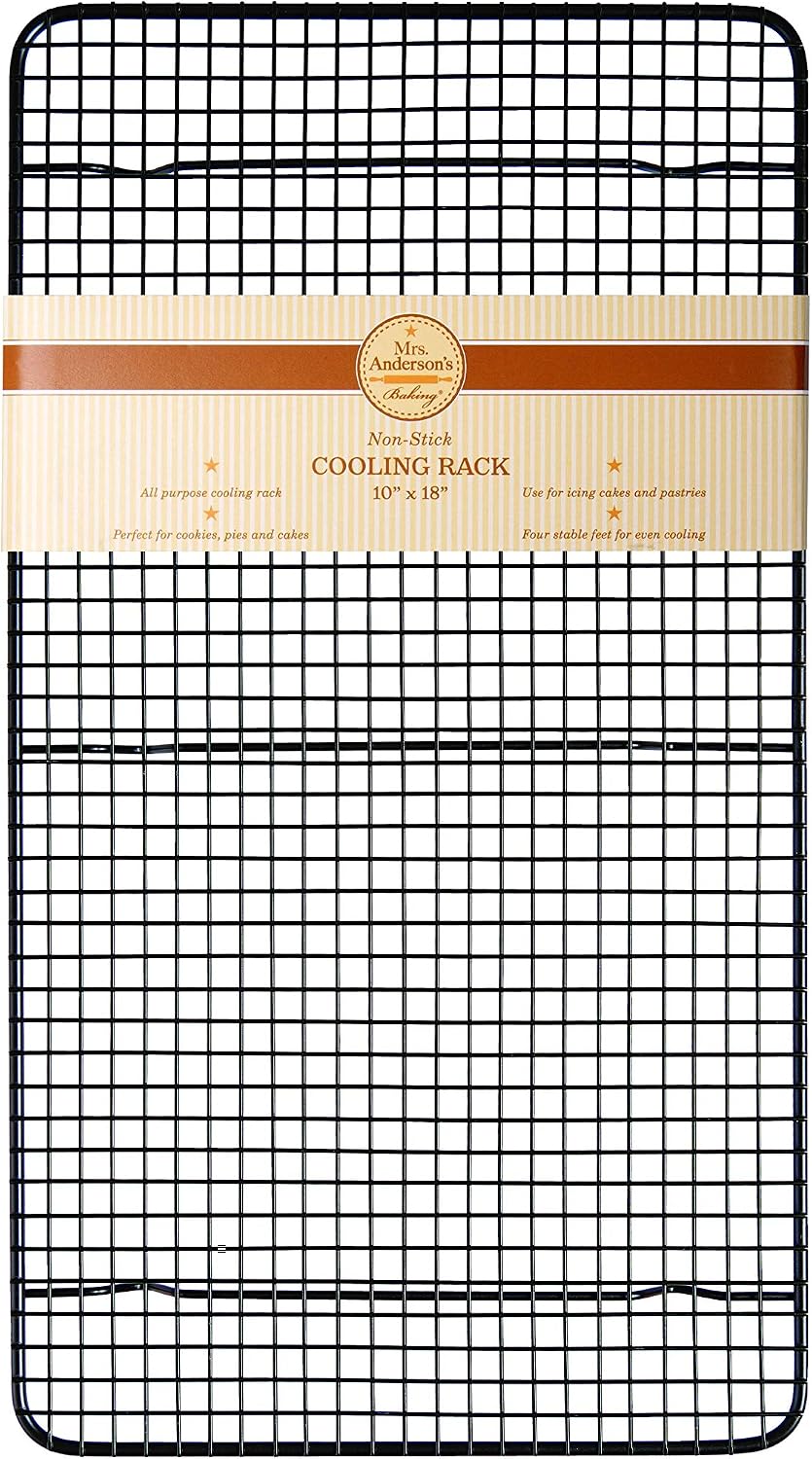 Mrs. Anderson's Baking Professional Nonstick Cooling Rack, Heavy Duty Silicone-Coated Steel, 10 x 18 x 0.75-Inches