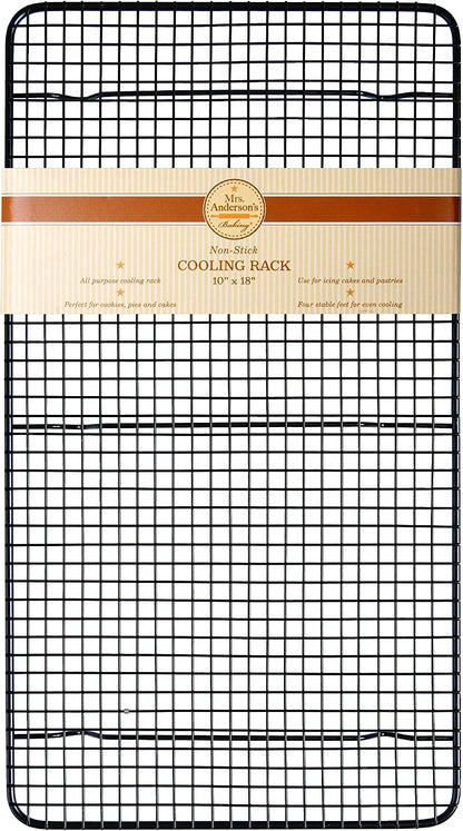 Mrs. Anderson's Baking Professional Nonstick Cooling Rack, Heavy Duty Silicone-Coated Steel, 10 x 18 x 0.75-Inches