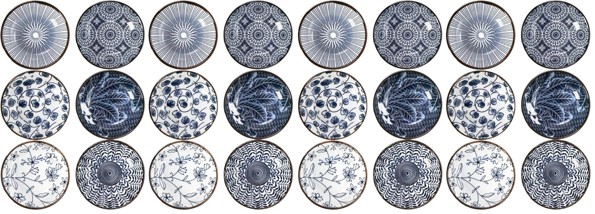 ZENFUN 12 Pcs Soy Sauce Dishes, Tiny Bowls, 3 oz Dipping Bowls for Condiment Sushi, Elegant Mini Bowl for Side Dish, Ketchup, Appetizer Plates, Ceramic, Blue and White