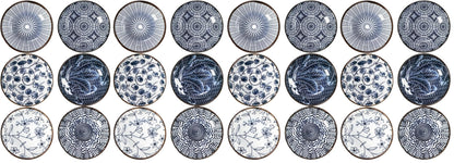 ZENFUN 12 Pcs Soy Sauce Dishes, Tiny Bowls, 3 oz Dipping Bowls for Condiment Sushi, Elegant Mini Bowl for Side Dish, Ketchup, Appetizer Plates, Ceramic, Blue and White