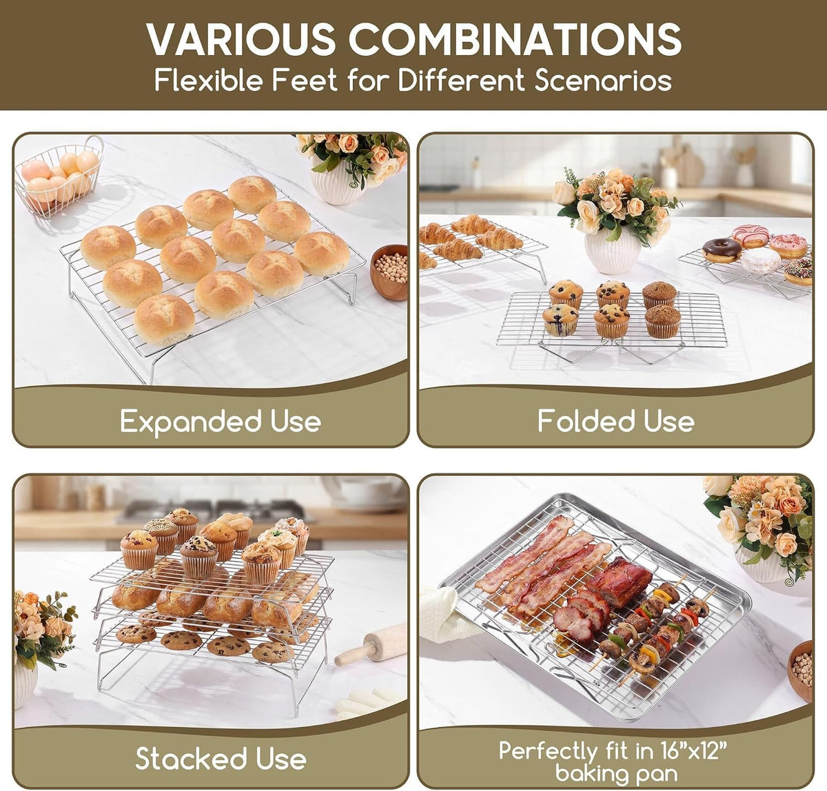 Herogo 5-Tier 15"x10" Stainless Steel Baking Cooling Rack