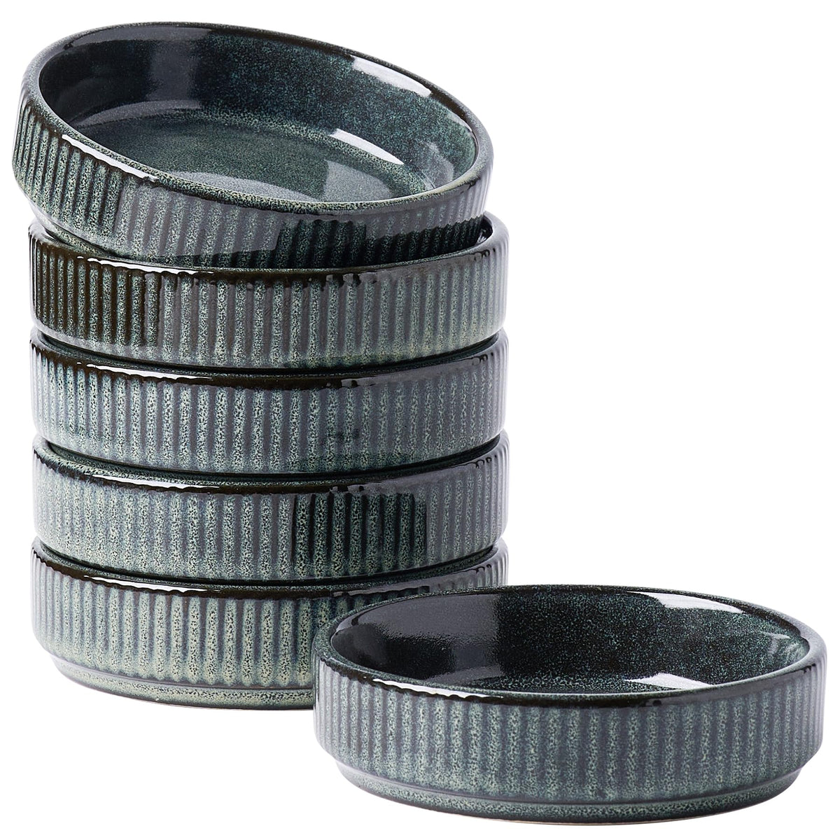 famiware Ceramic Soy Sauce Dish, 4oz Dipping Bowls Set of 6, Nebulas Blue