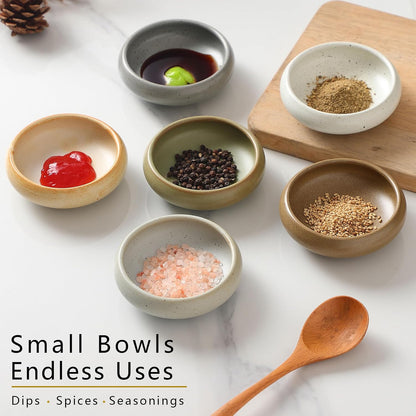 Ceramic Dipping Bowls Set of 6, 3 oz Sauce cups Bowls with Speckled Glaze,Soy Sauce Dish- Mini Condiment Bowls for Dips, Salsa, Soy Sauce, Appetizers, Snacks & Desserts, Dishwasher Microwave Oven Safe