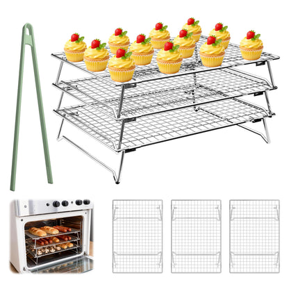 2-Tier Baking Cooling Rack with Legs, 13"x 9" w/50 Parchment Paper