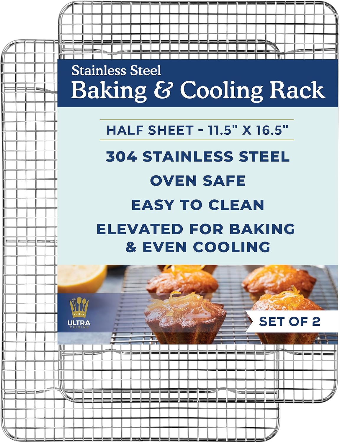 Ultra Cuisine Cooling and Baking Rack Set - Cooling Racks -11.5'' x16.5''