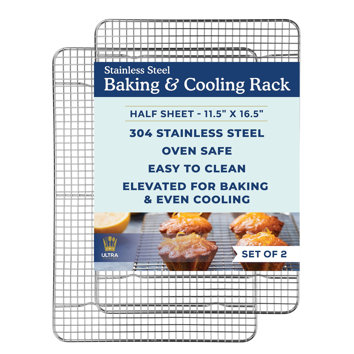 Ultra Cuisine Cooling & Baking Rack Set - 8.5'' x 12'' - Set of 2