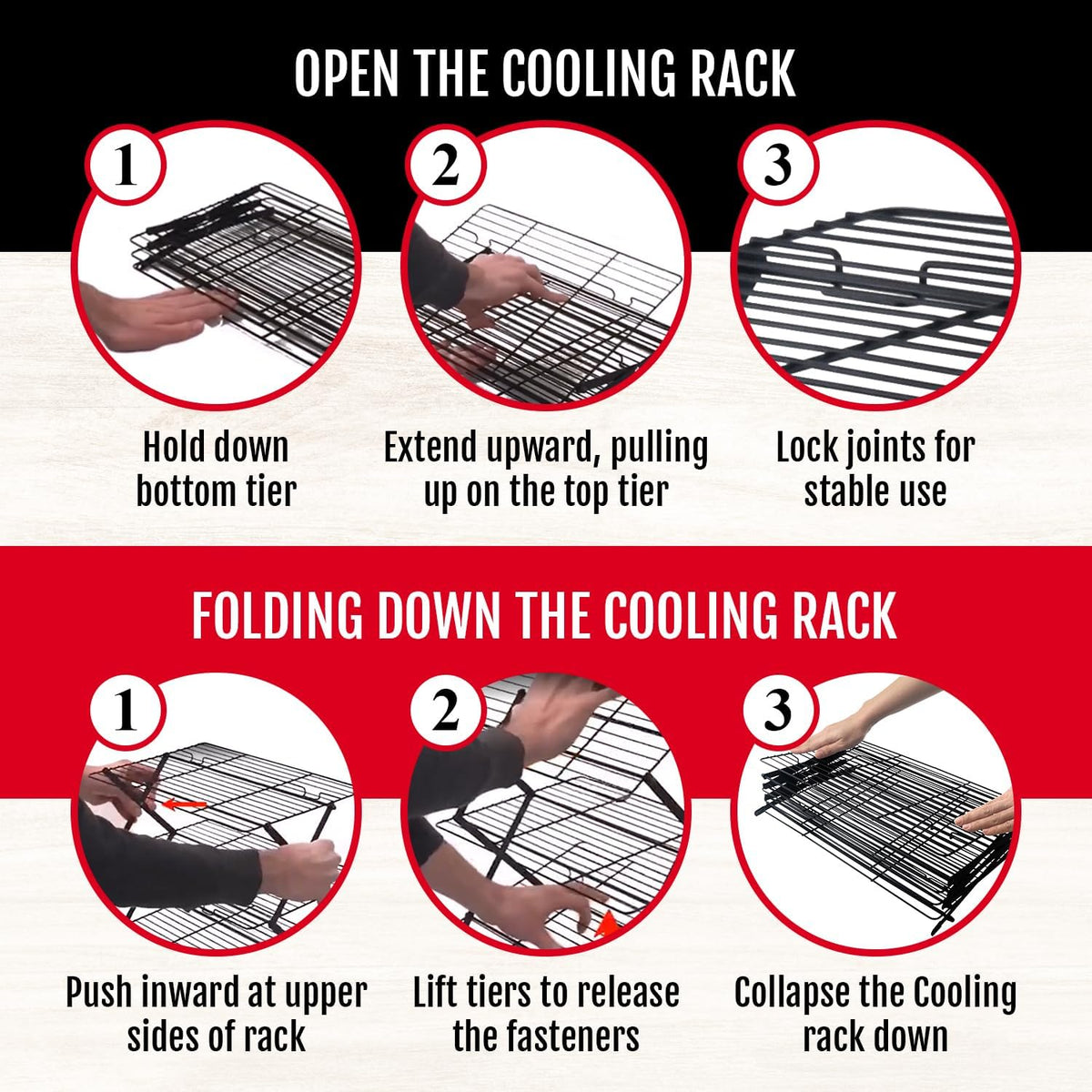 4-Tier Collapsible Cooling Rack For Baking - Expandable & Foldable Cookie Cooling Wire Rack - Baking Rack - Foldable Cooling Rack For Baking Supplies - Premium Quality & Sturdy Legs