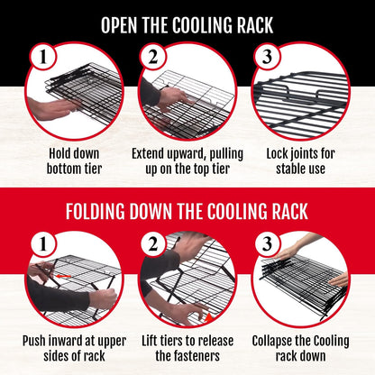 4-Tier Collapsible Cooling Rack For Baking - Expandable & Foldable Cookie Cooling Wire Rack - Baking Rack - Foldable Cooling Rack For Baking Supplies - Premium Quality & Sturdy Legs