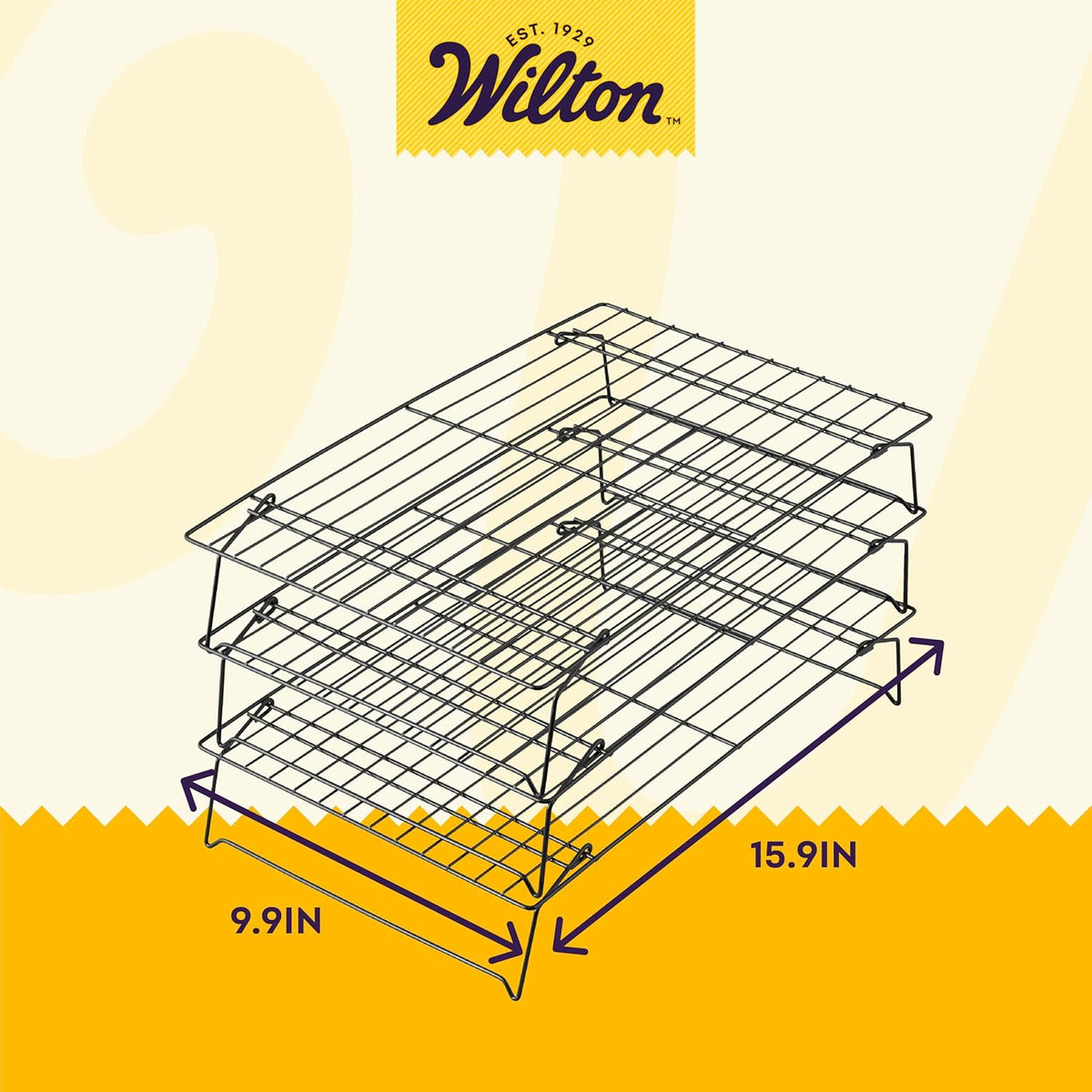 Wilton Excelle Elite 3-Tier Cooling Rack for Cookies, Cake and More - Cool Batches of Cookies, Cake Layers or Finger Foods, Black