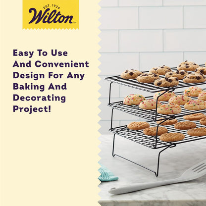 Wilton Excelle Elite 3-Tier Cooling Rack for Cookies, Cake and More - Cool Batches of Cookies, Cake Layers or Finger Foods, Black