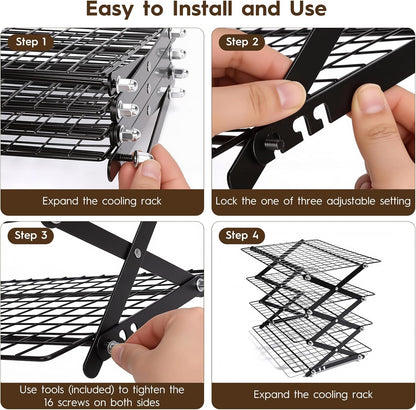 4 Tier Collapsible Cooling Rack for Cooking and Baking Rack Stackable
