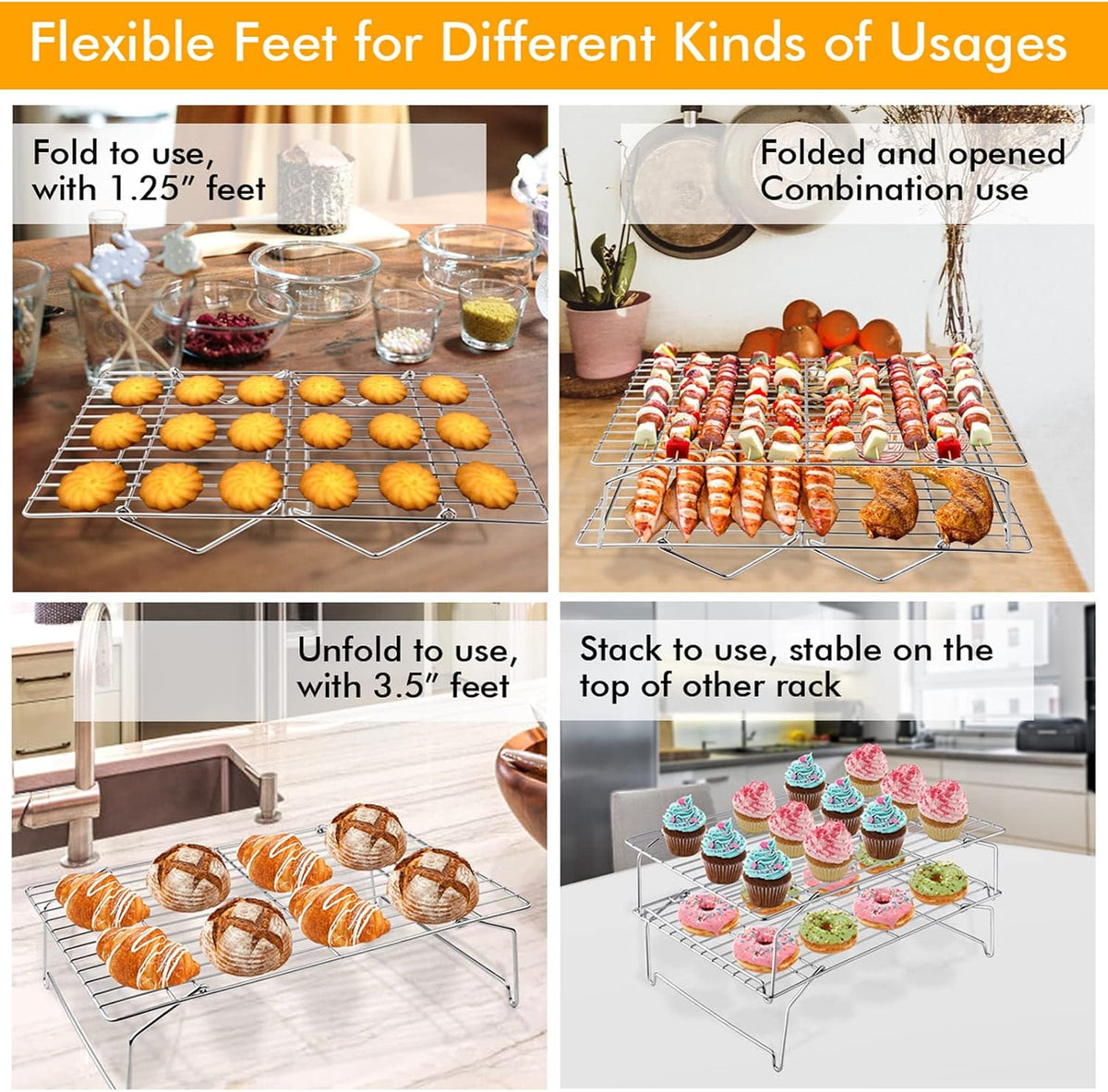 TeamFar Cooling Rack, 5-Tiers Stainless Steel Baking Cooling Wire Rack