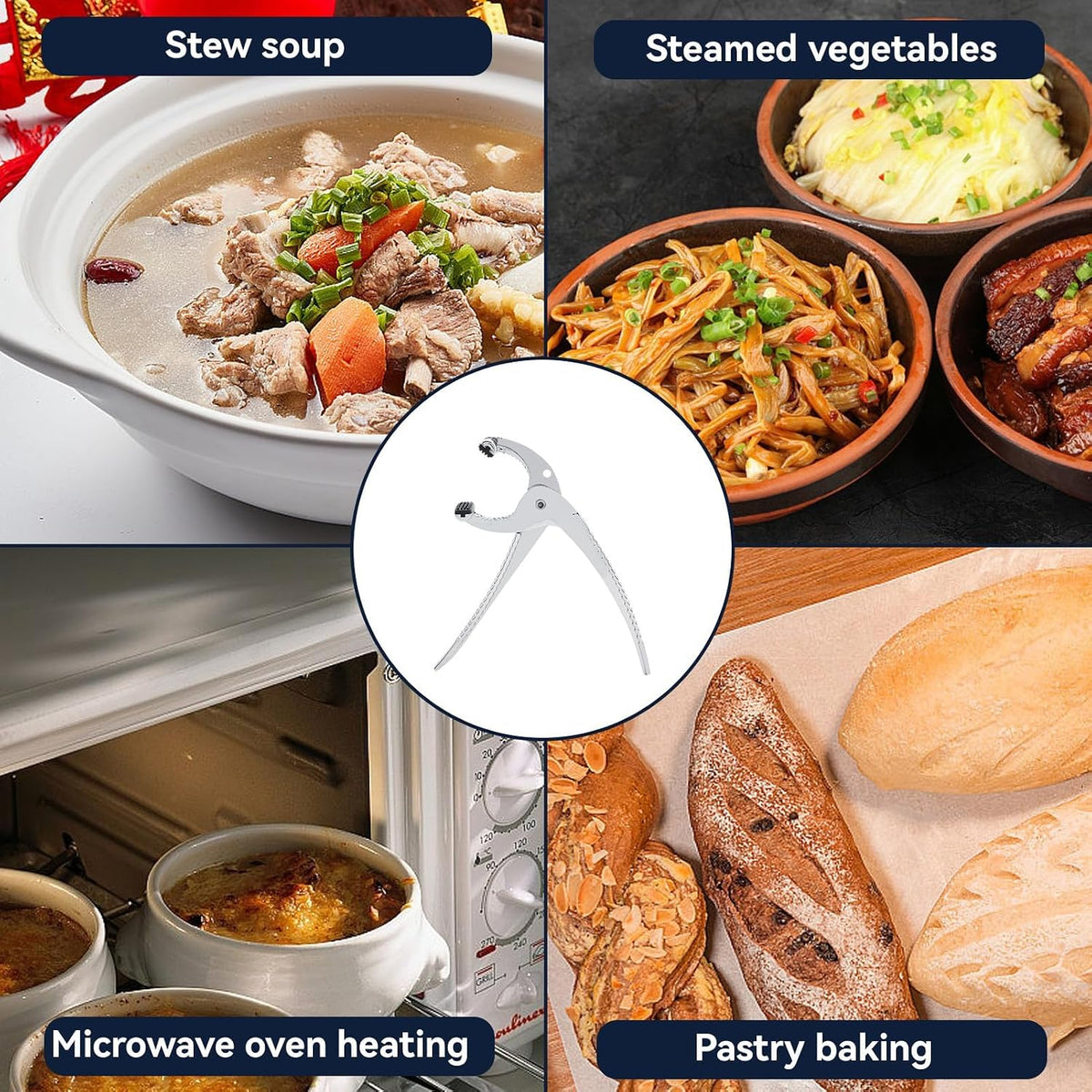 2 Pcs Hot Pot Gripper, Anti-scalding Clip Zinc Alloy Oven Clip Pliers Grip Grabber Hot Pot Plate Pliers Pan Dish Clipper Baking Tray Grabber Microwave Kitchen Tool