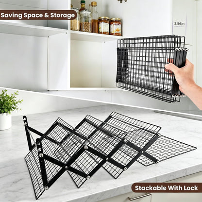 4 Tier Cooling Rack, Collapsible Cooling Racks for Cooking and Baking, Adjustable Cookie Wire Cooling Rack with 20 Sheets Parchment Paper, Baking Gifts for Homemade Bakers