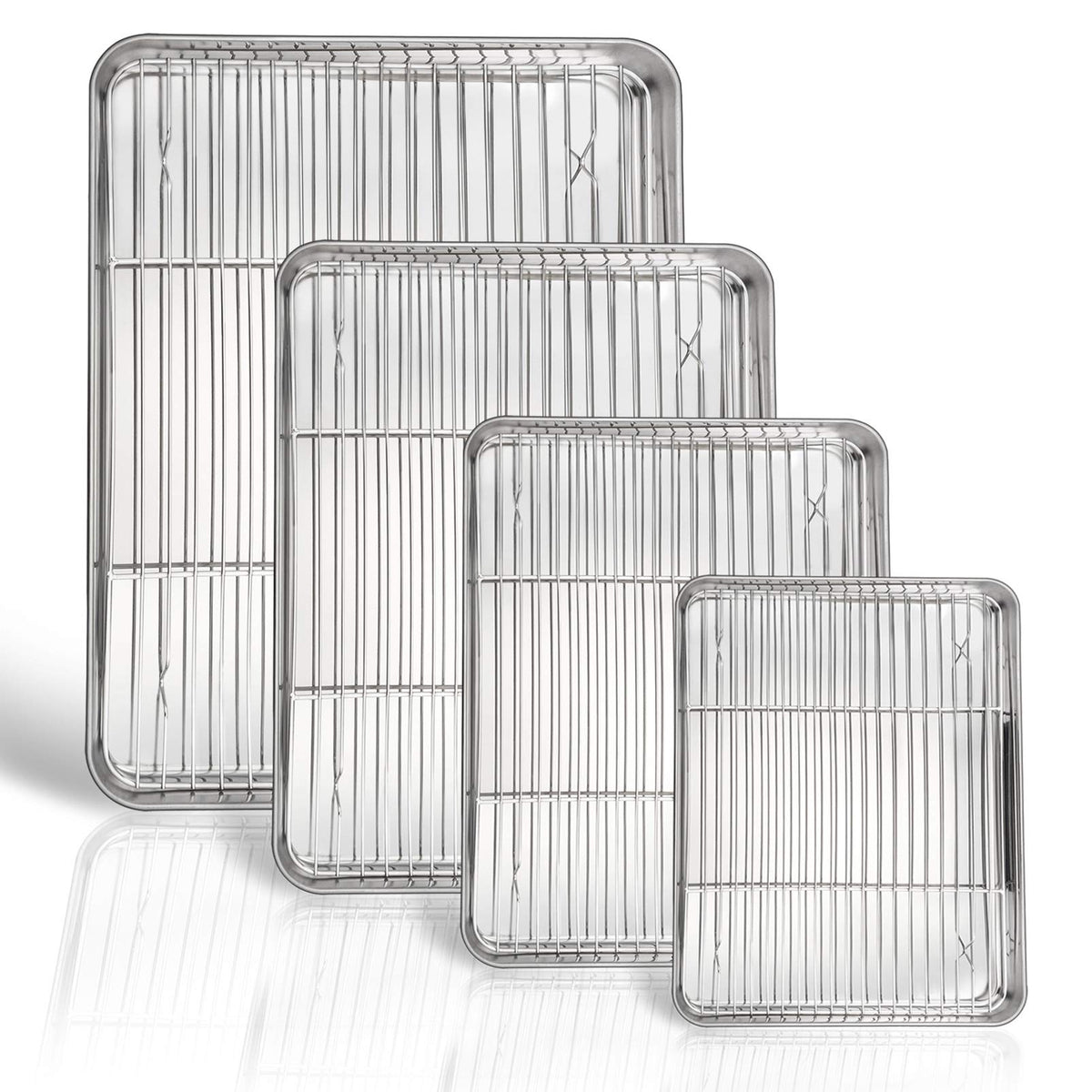 P&P CHEF 16 + 12.5 + 10.4 + 9 Inch Baking Sheet & Rack, Pan and Grid Rack