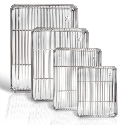P&P CHEF 16 + 12.5 + 10.4 + 9 Inch Baking Sheet & Rack, Pan and Grid Rack