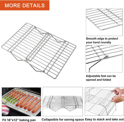 P&P CHEF 5-Tier Stainless Steel Cooling Rack, 15" x 10", Silver