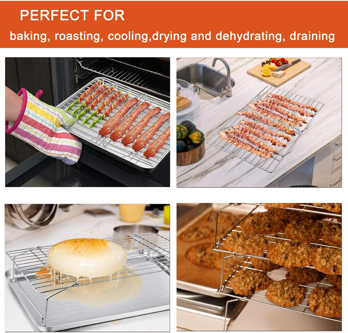 P&P CHEF 5-Tier Stainless Steel Cooling Rack, 15" x 10", Silver