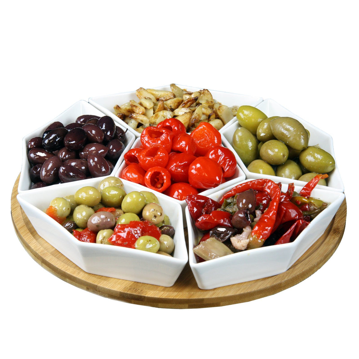 Elama Signature 12 1/4 Inch 6pc Lazy Susan Appetizer and Condiment Server Set