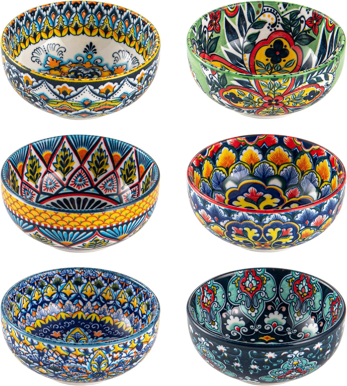 Ceramic Dipping Bowls Set of 6, 2.7 oz Boho Soy Sauce & Condiment Dishes